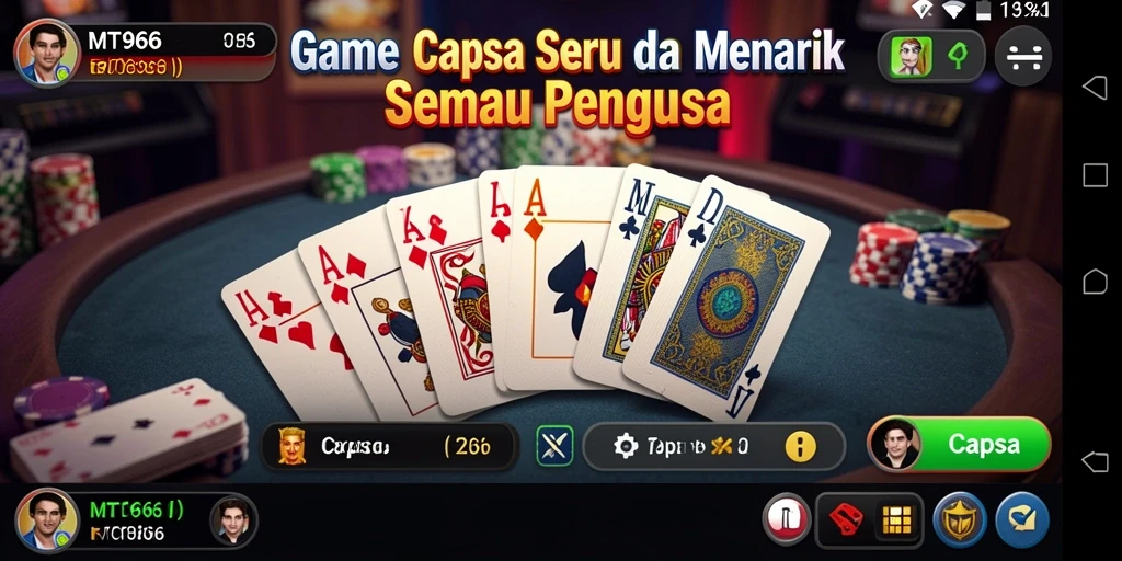 Tampilan antarmuka menarik dari game Capsa MT966 yang seru.