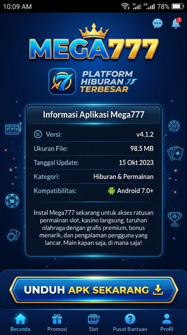 Tampilan halaman APK mega777